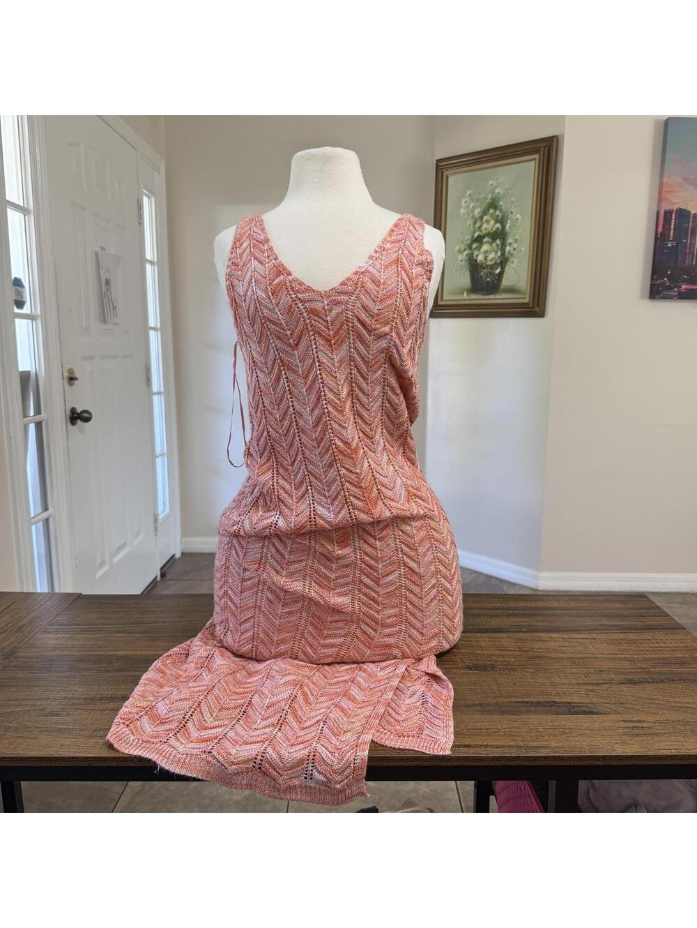 Madden NYC Knit Peach and Cream Dress Size Small